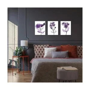 sechars 3 piezas de lienzo de flores moradas arte_4