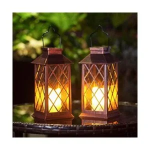 Homeimpro Paquete de 2 faroles solares colgantes de_1