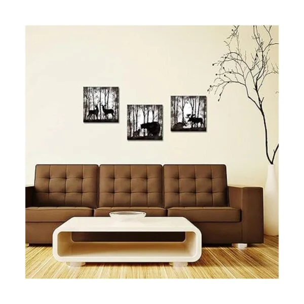 RnnJoile 3 piezas Vintage arte de pared lienzo ciervo alce_4