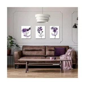 sechars 3 piezas de lienzo de flores moradas arte_3