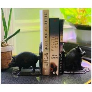 Retrome Par de sujetalibros en forma de cerdo acabado_6