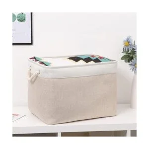 Bidtakay Cesta de almacenamiento de tela de color beige_2