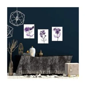 sechars 3 piezas de lienzo de flores moradas arte_2