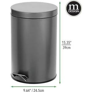 mDesign Cubo de basura redondo pequeño de metal de 3_3