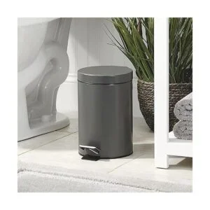 mDesign Cubo de basura redondo pequeño de metal de 3_2