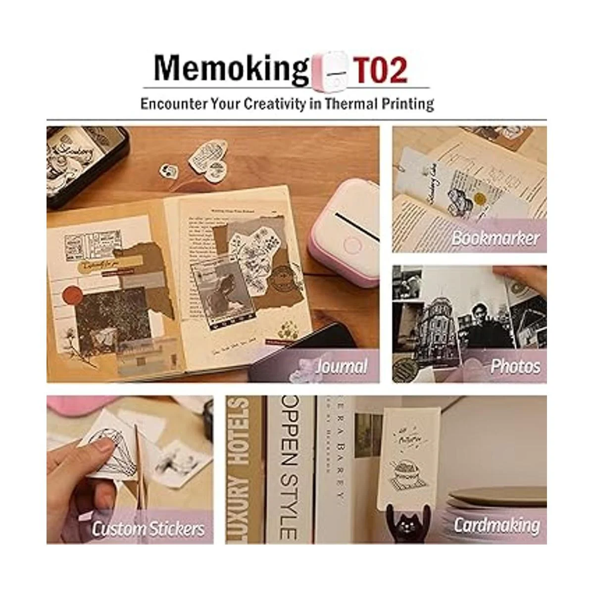 Impresora de calcomanías portátil Memoking T02 impresora_2