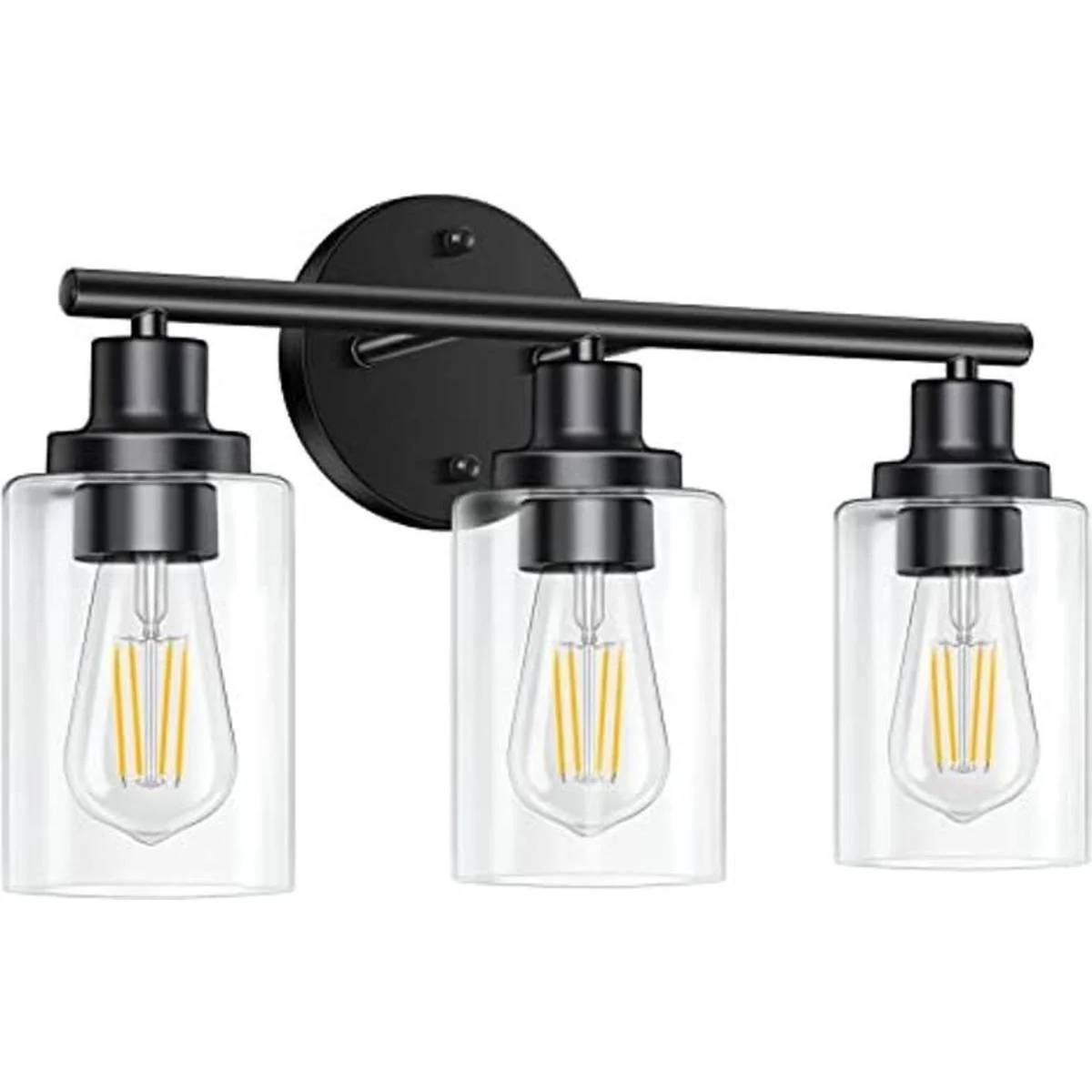 Watyo Lámpara de baño negra para tocador 3 luces de pared_1