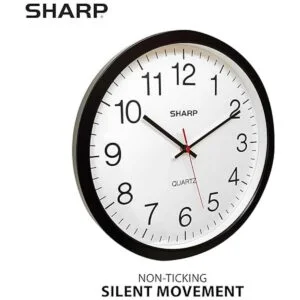 SHARP Reloj de pared Negro silencioso sin tictac_2