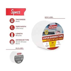 XFasten Cinta de barrera de vapor blanca 9 mil 3.78_2