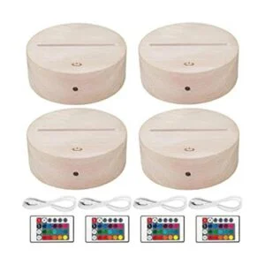 4 unidades LED 3D luz nocturna base de la lámpara base de_1