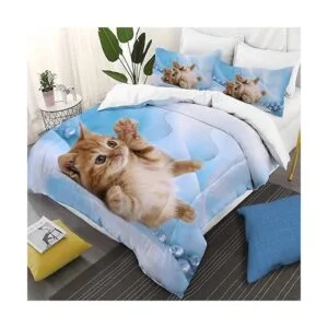 Yasida Juego de edredón para gatos tamaño individual para_2