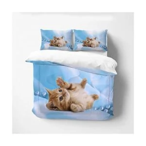 Yasida Juego de edredón para gatos tamaño individual para_3