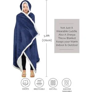 Catalonia classic Manta con capucha cálida y acogedora_3