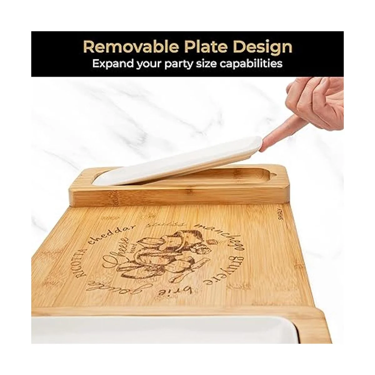 SMIRLY Juego de tablas de queso de bambú juego de tablas_3