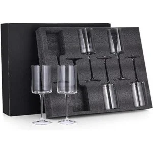 Chouggo Juego de 6 copas de vino cuadradas de cristal_6