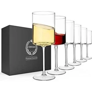 Chouggo Juego de 6 copas de vino cuadradas de cristal_1