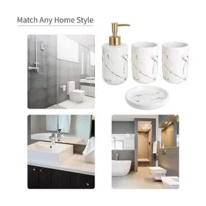 Qulable Juego completo de accesorios de baño color crema_5