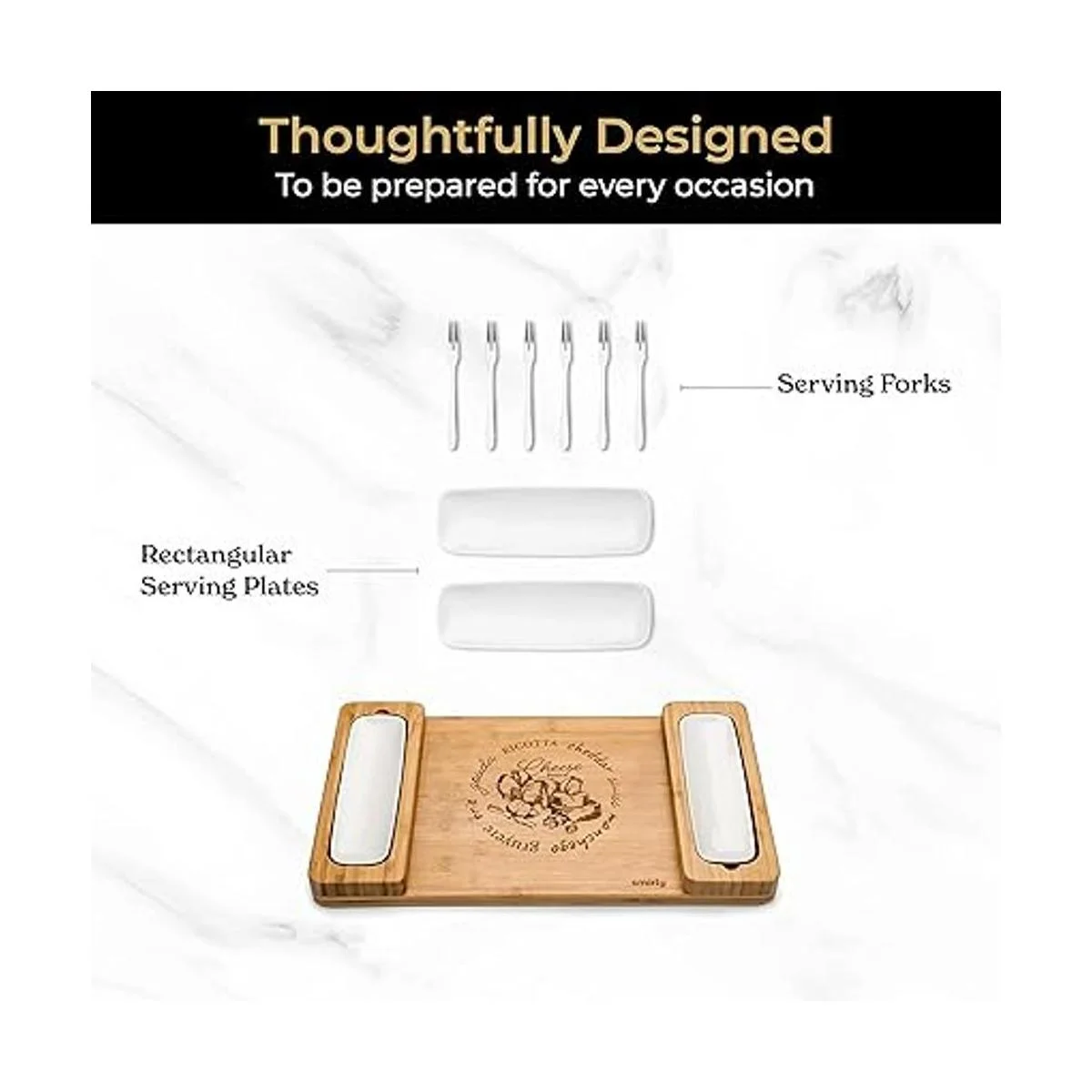 SMIRLY Juego de tablas de queso de bambú juego de tablas_4