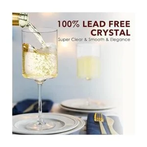 Chouggo Juego de 6 copas de vino cuadradas de cristal_3