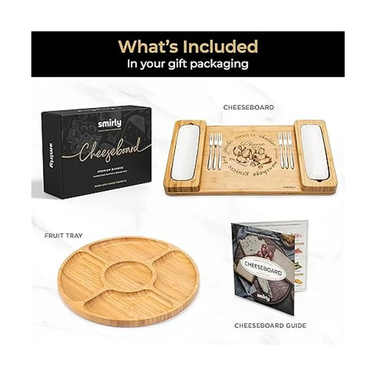 SMIRLY Juego de tablas de queso de bambú juego de tablas_2