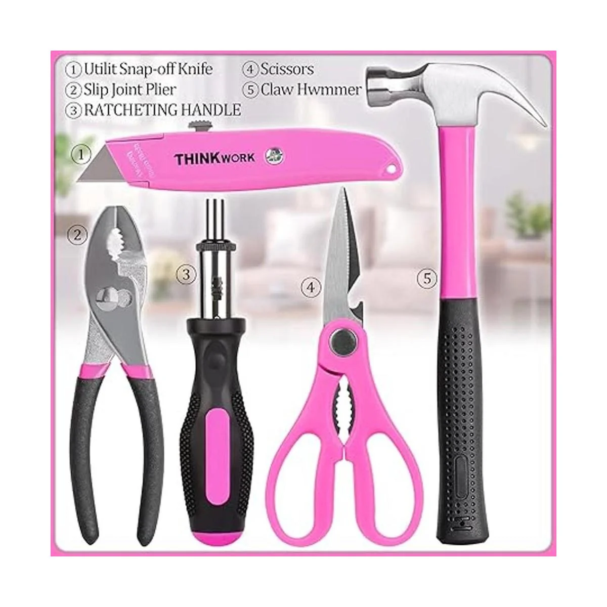 THINKWORK Juego de 40 herramientas de mano para mujer con_5