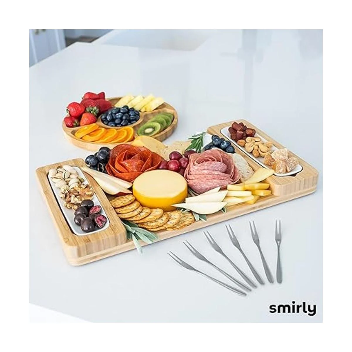 SMIRLY Juego de tablas de queso de bambú juego de tablas_5