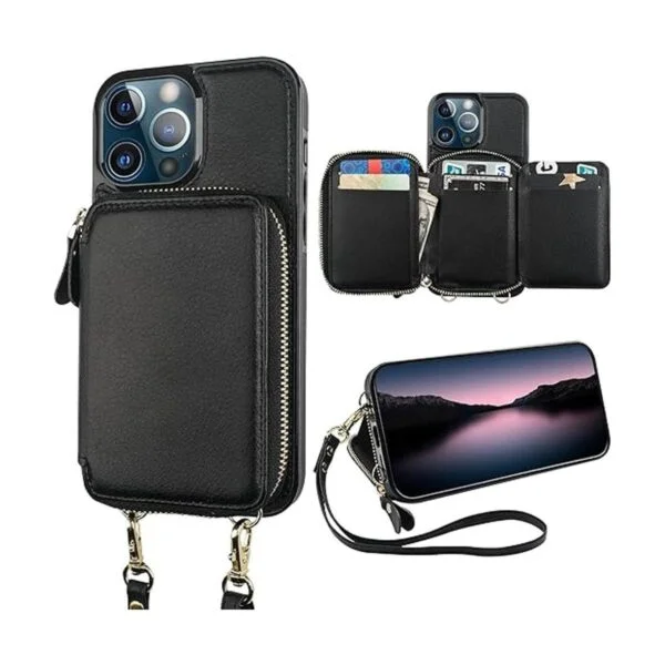 Bocasal Funda tipo cartera con bloqueo RFID para iPhone 12_1