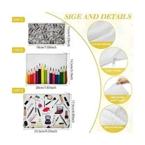 50 bolsas de cosméticos de lona en blanco de 3 tamaños_2