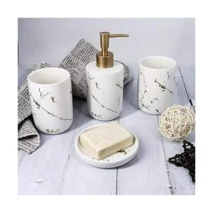 Qulable Juego completo de accesorios de baño color crema_6