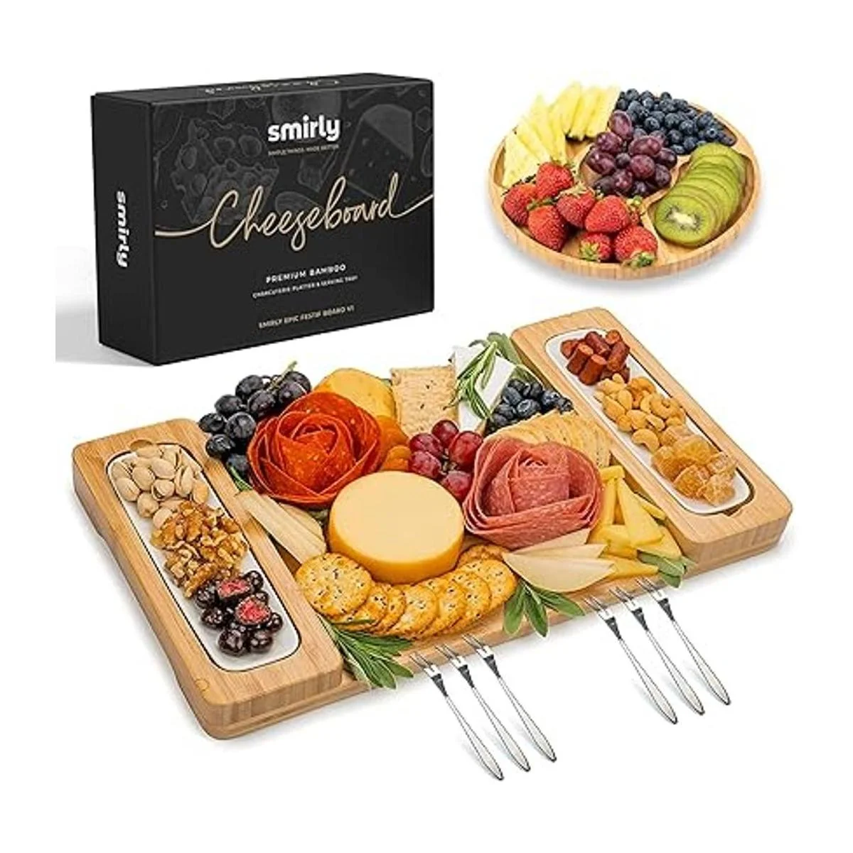 SMIRLY Juego de tablas de queso de bambú juego de tablas_1