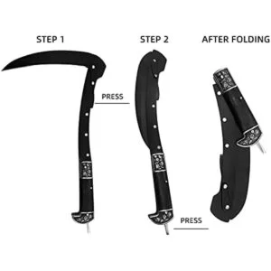 Malezadora plegable de hoz negra con borde afilado_2