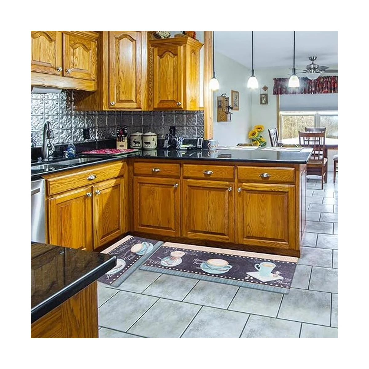 ROSMARUS Juego de alfombras de cocina con temática de_4