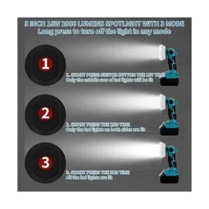 Luz de trabajo LED inalámbrica de 18 W 2000 lm_3