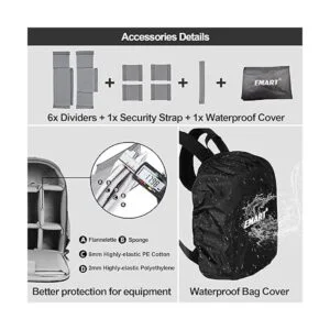 EMART Mochila de cámara con compartimento extraíble bolsa_5