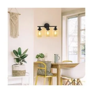 Unicozin 3 luces de tocador lámpara de pared negra con_6