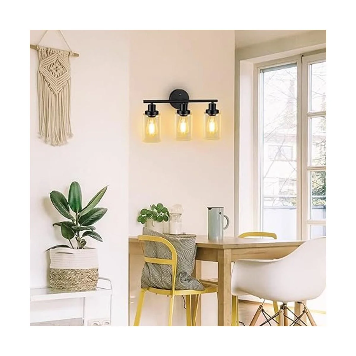 Unicozin 3 luces de tocador lámpara de pared negra con_6