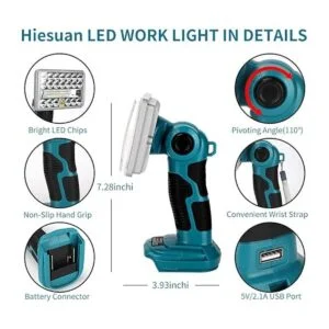 Luz de trabajo LED inalámbrica de 18 W 2000 lm_4