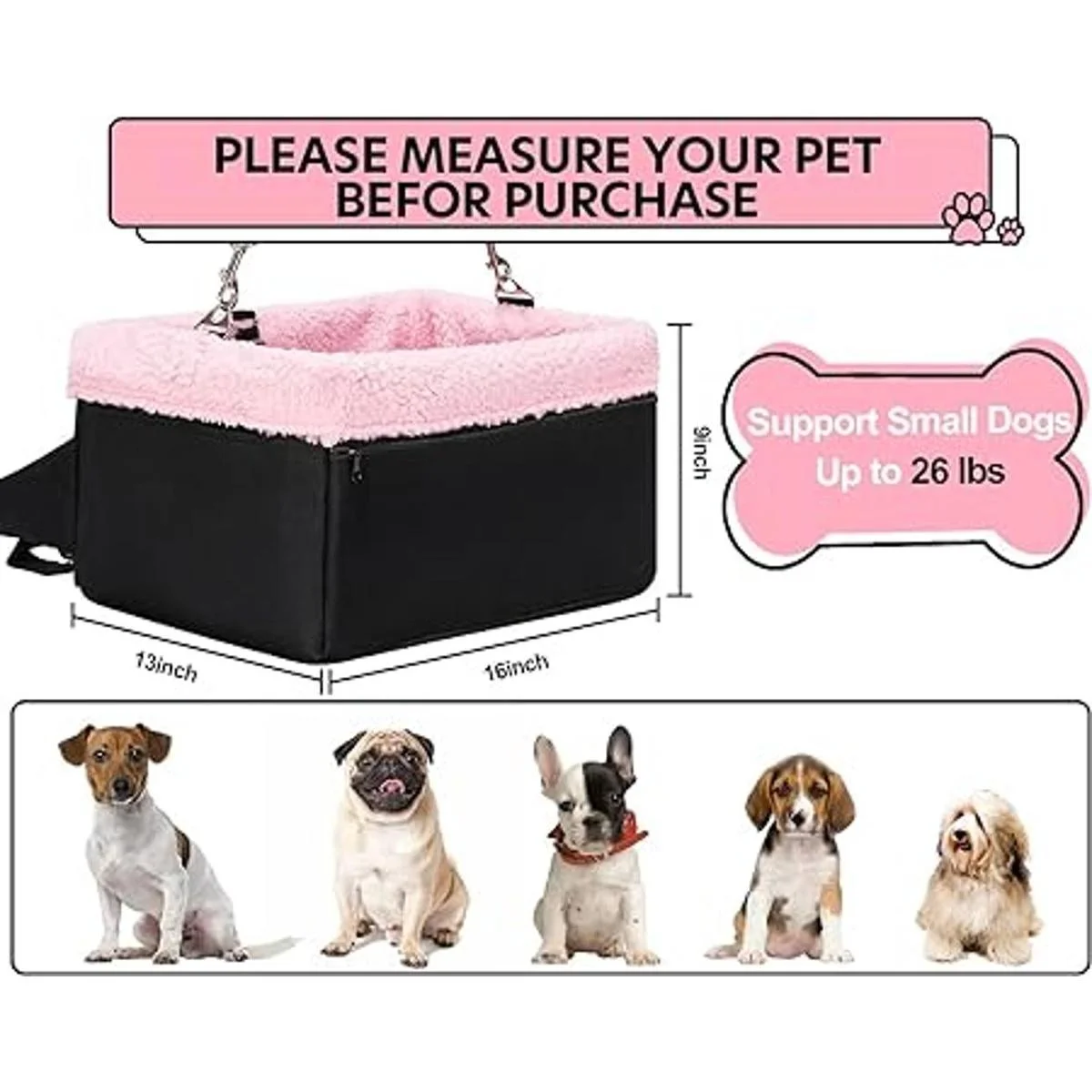 NOVOLAB Asiento de coche para cachorros mejorado de lujo_7