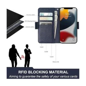 Bocasal Funda tipo cartera para iPhone 13 Pro 5G de piel_3