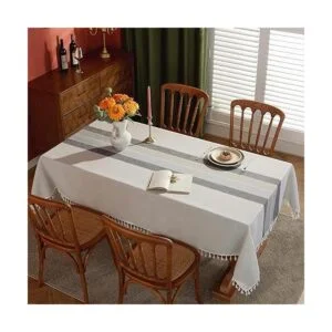 Laolitou Mantel de lino de algodón rústico manteles para_2