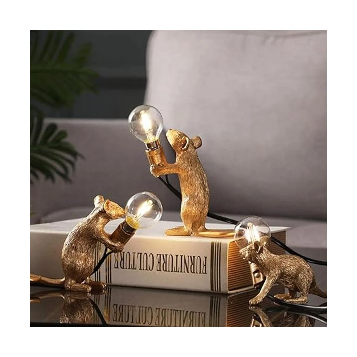 Moderna y bonita lámpara de mesa LED de resina animal para_6