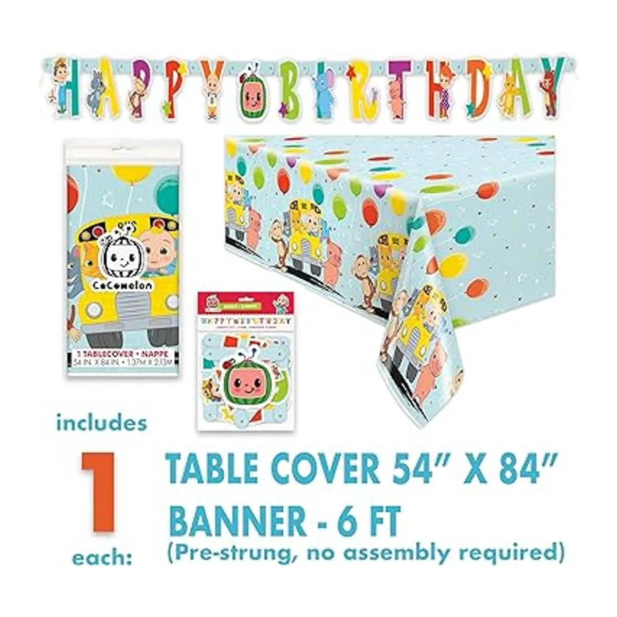 Cocomelon Juego de suministros para fiestas de cumpleaños_2