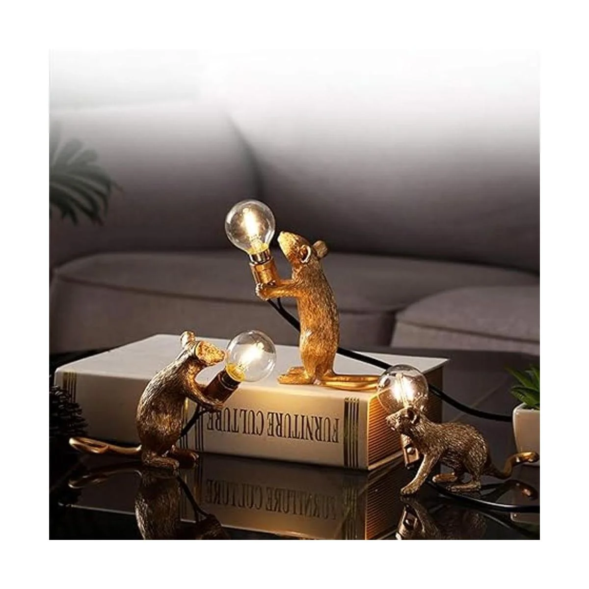 Moderna y bonita lámpara de mesa LED de resina animal para_5