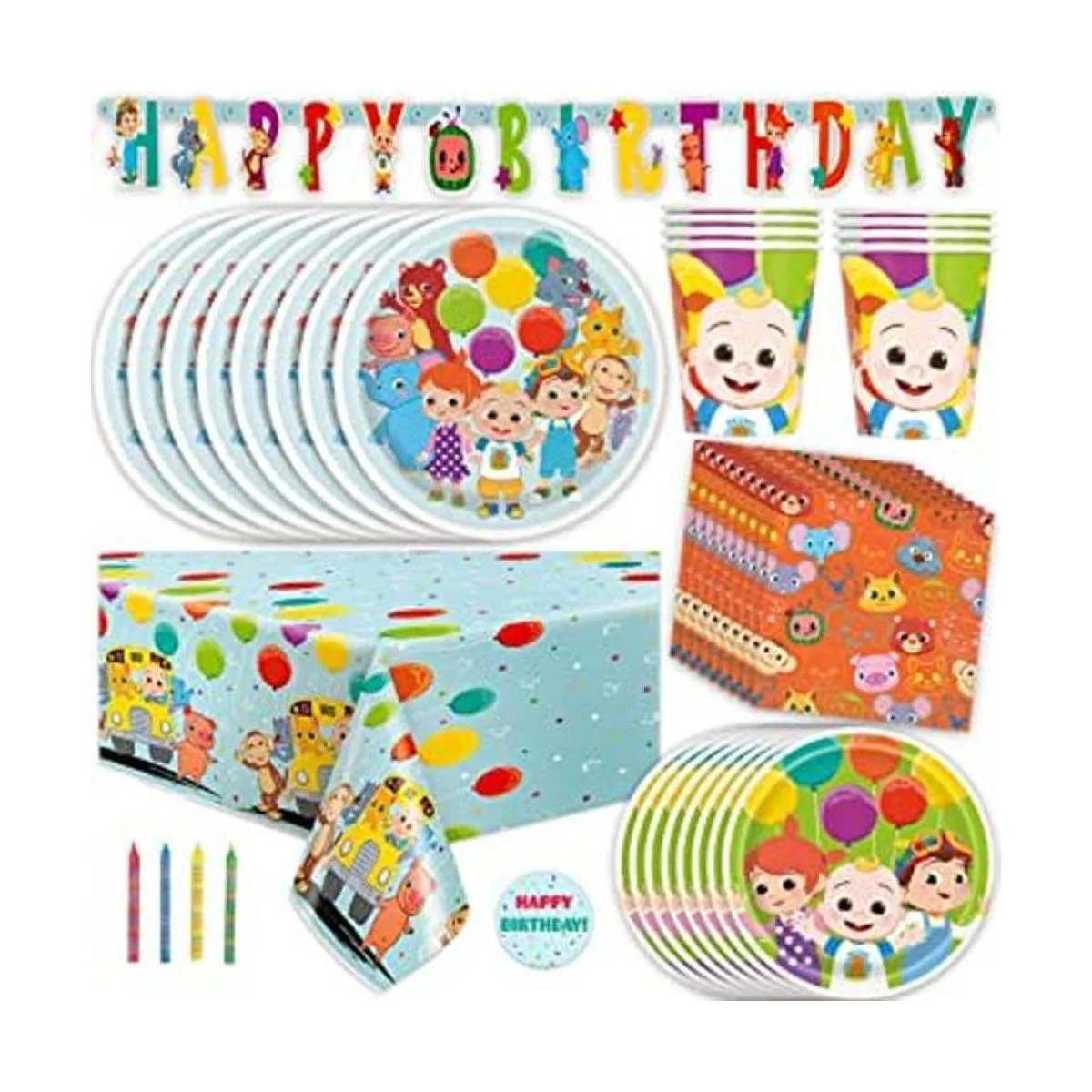 Cocomelon Juego de suministros para fiestas de cumpleaños_1