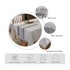 Laolitou Mantel de lino de algodón rústico manteles para_5