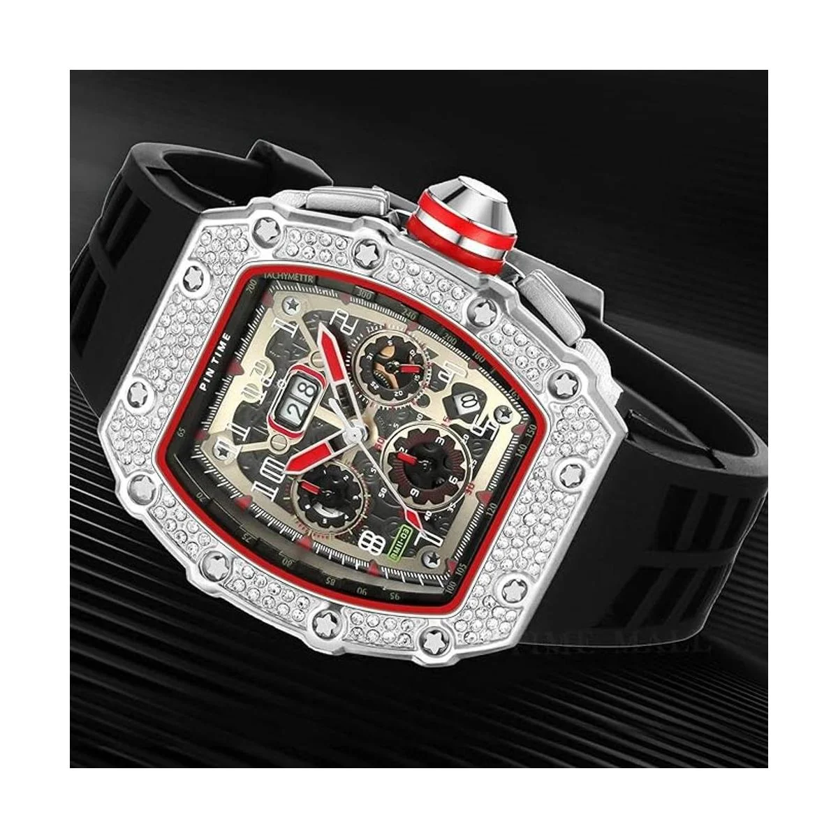 Reloj de pulsera unisex punk brillante para hombre reloj_7