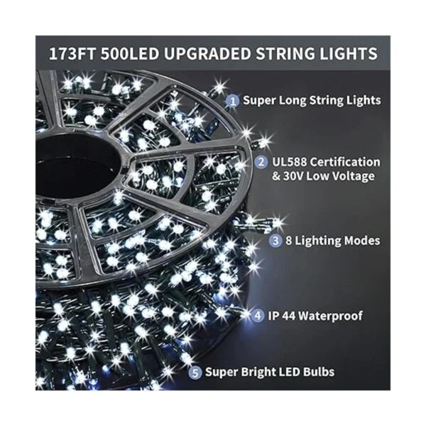 JMEXSUSS 500 luces LED blancas de Navidad para exteriores_2