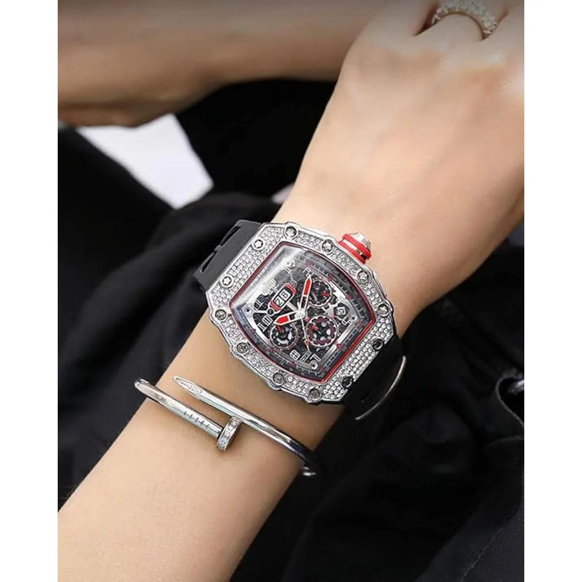 Reloj de pulsera unisex punk brillante para hombre reloj_3