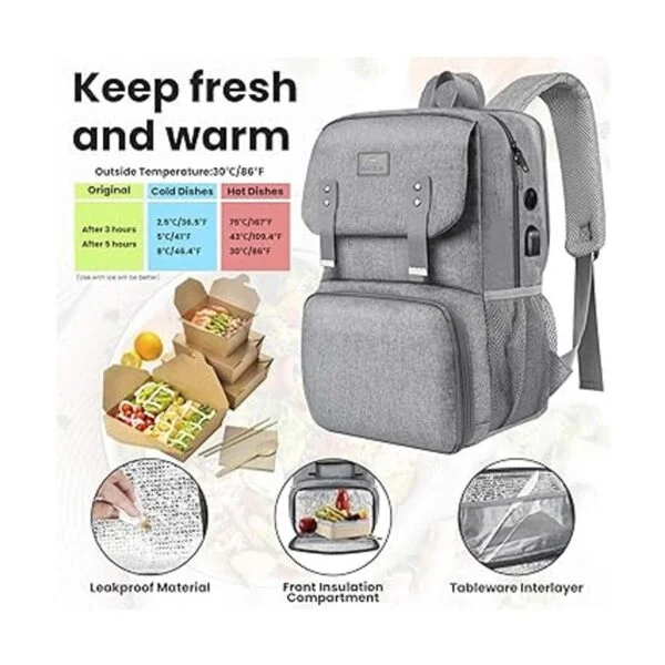 Bolsas de almuerzo para mujer lonchera térmica con puerto_2