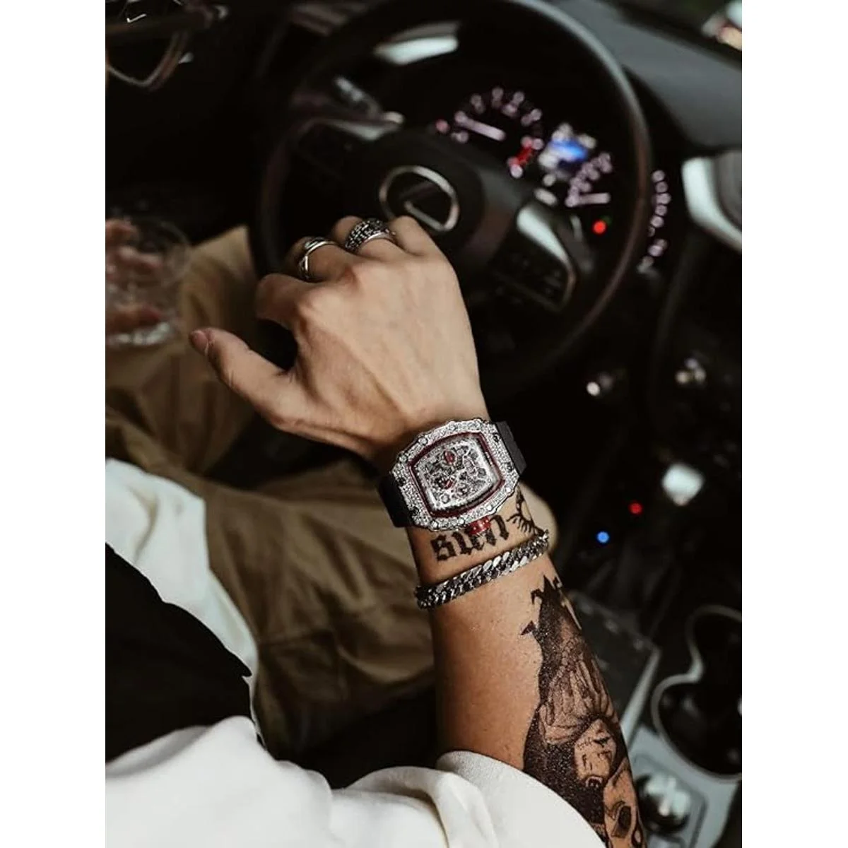 Reloj de pulsera unisex punk brillante para hombre reloj_4